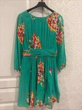 Boden Teal Floral Fit-and-Flare Dress